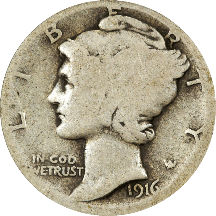 1916-D Mercury Dime (10c) Obverse Image