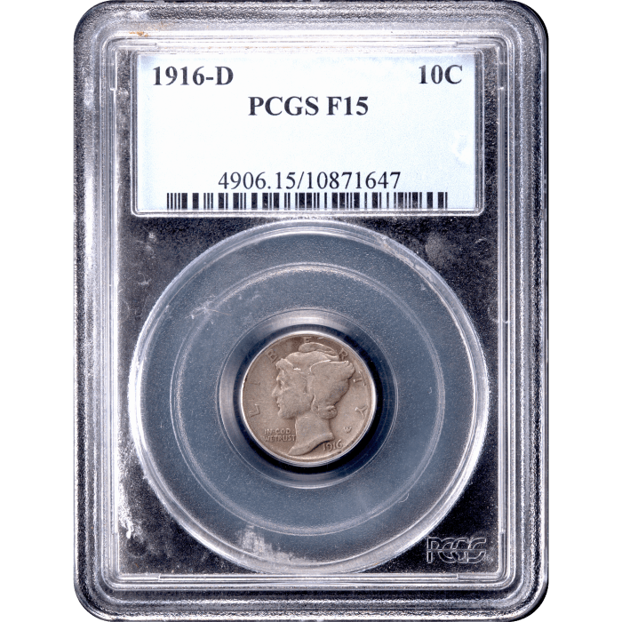 1916-D Mercury Dime (10c) Obverse Slab Image