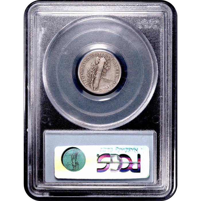 1916-D Mercury Dime (10c) Reverse Slab Image