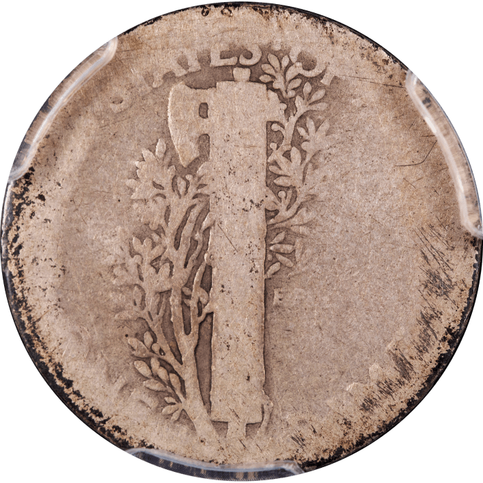 1916-D Mercury Dime (10c) Reverse Image