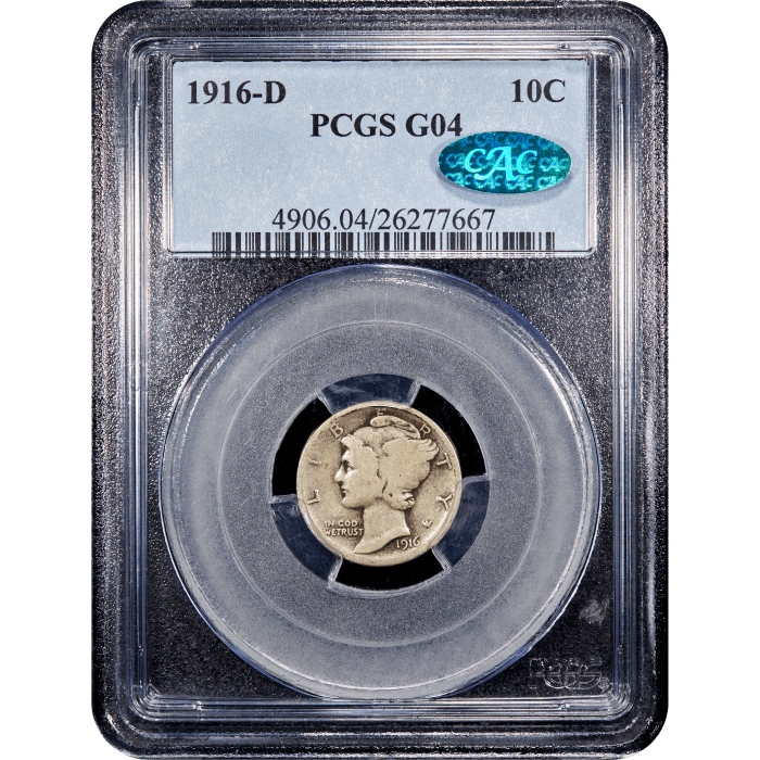 1916-D Mercury Dime (10c) SLAB Image
