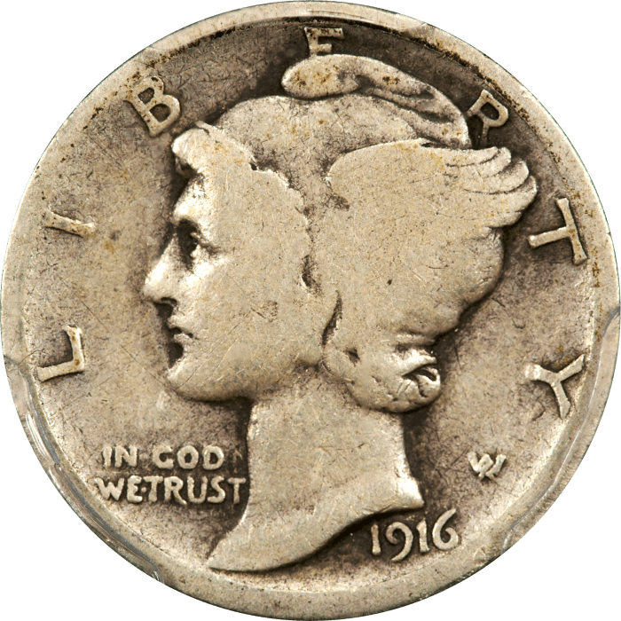 1916-D Mercury Dime (10c) OBVERSE Image
