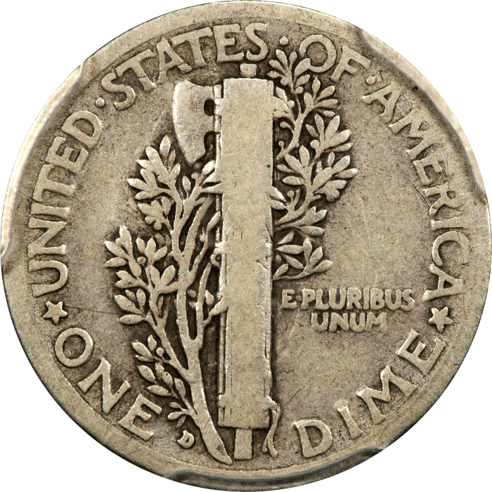 1916-D Mercury Dime (10c) REVERSE Image