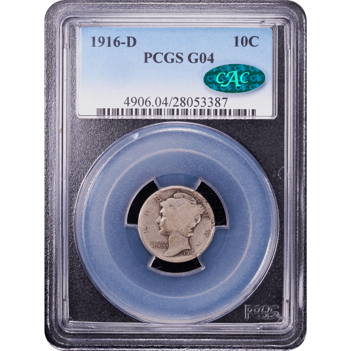 1916-D Mercury Dime (10c) Obverse Slab Image