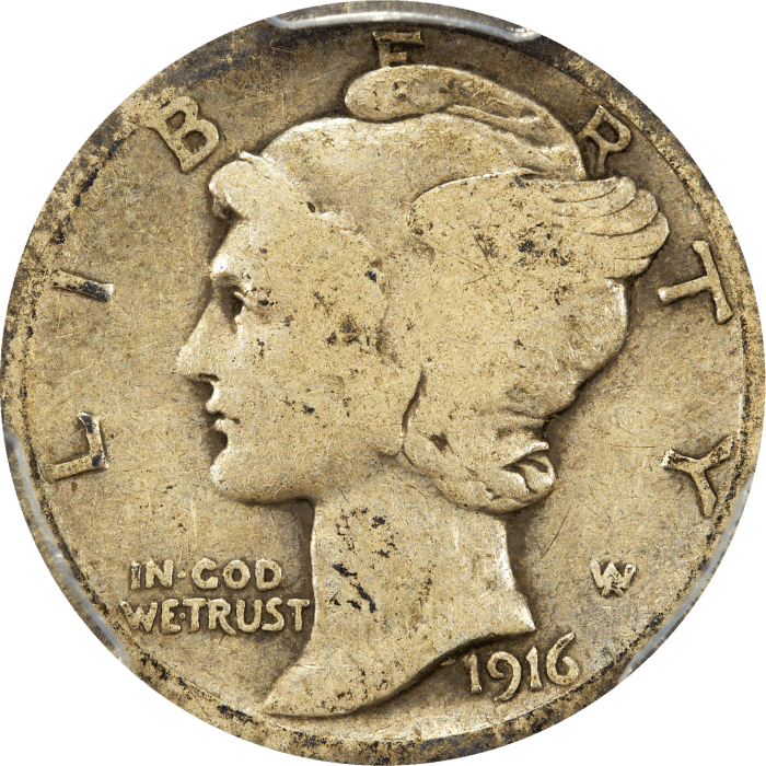 1916-D Mercury Dime (10c) OBVERSE Image