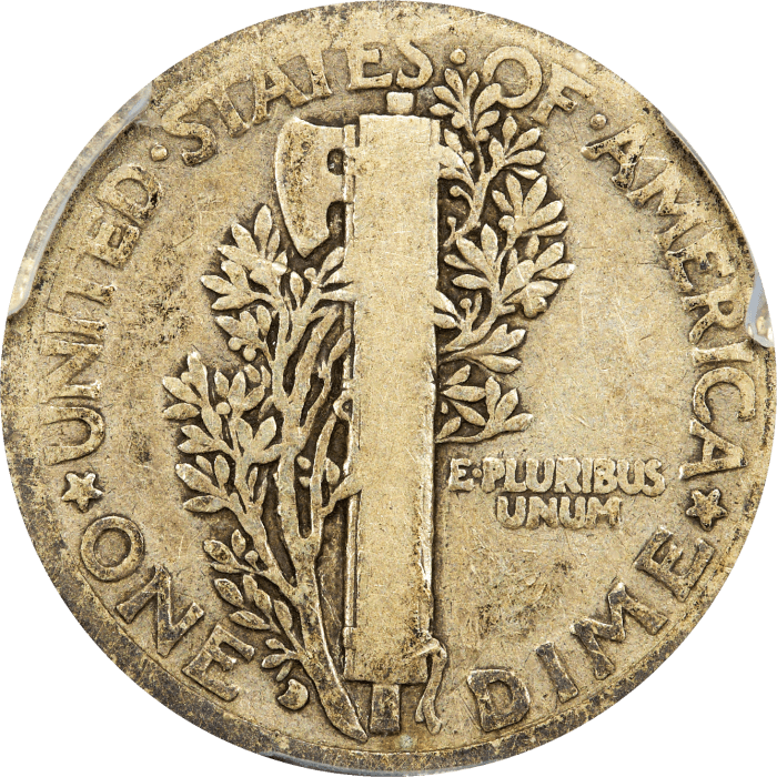1916-D Mercury Dime (10c) REVERSE Image