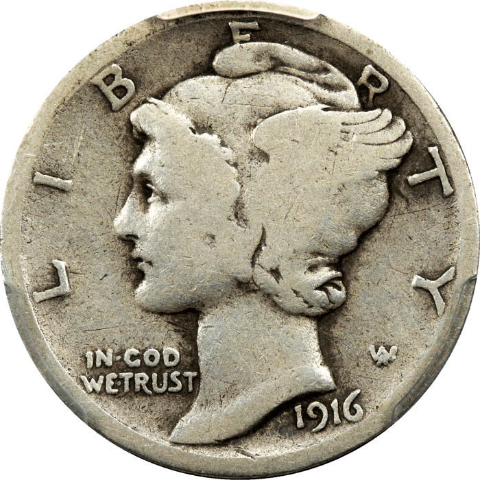 1916-D Mercury Dime (10c) Obverse Image