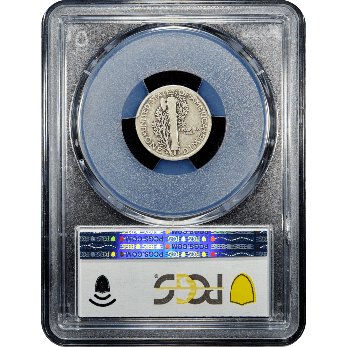 1916-D Mercury Dime (10c) Reverse Slab Image