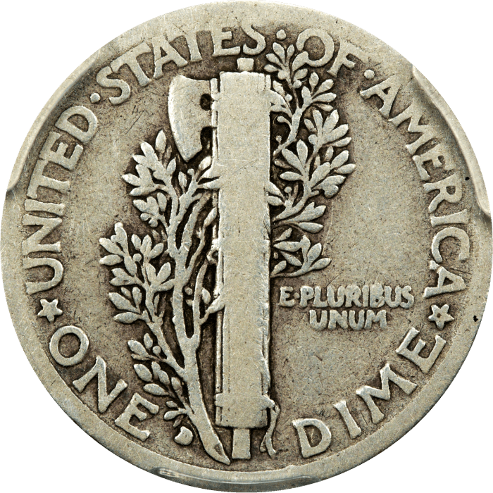 1916-D Mercury Dime (10c) Reverse Image