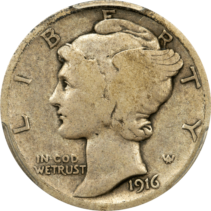 1916-D Mercury Dime (10c) OBVERSE Image