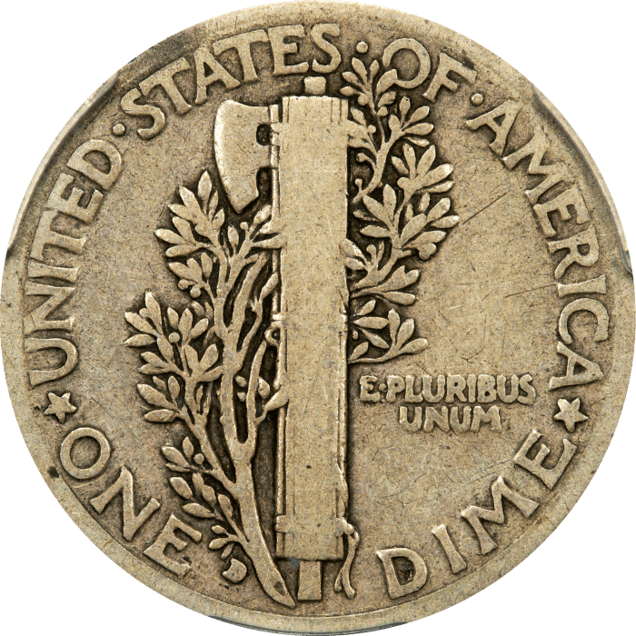 1916-D Mercury Dime (10c) REVERSE Image