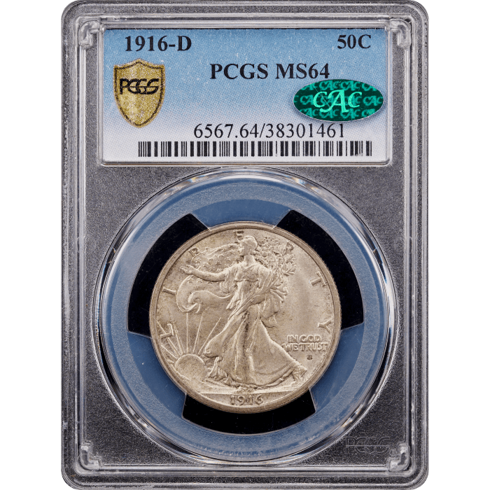 1916-D Walking Liberty Half (50c) Obverse Slab Image