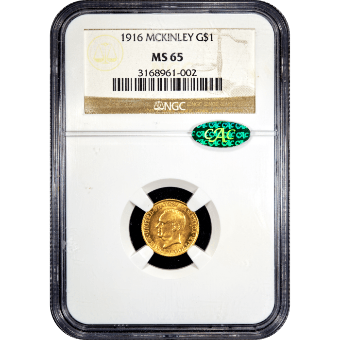 1916 McKinley Commemorative Gold Dollar ($1) Obverse Slab Image