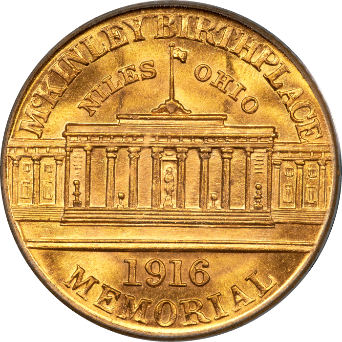 1916 McKinley Commemorative Gold Dollar (G$1) Reverse Image