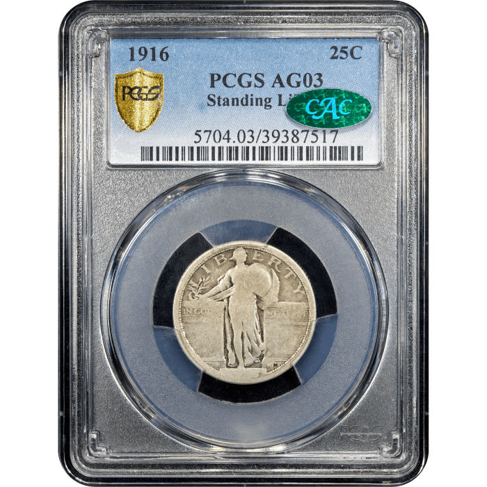 1916 Standing Liberty Quarter (25c) Obverse Slab Image