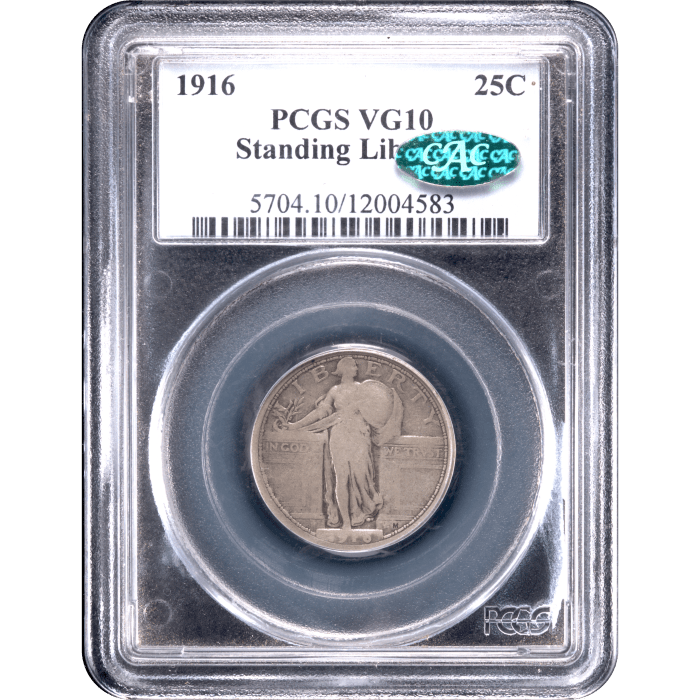 1916 Standing Liberty Quarter (25c) SLAB Image