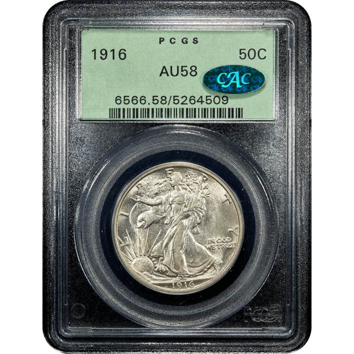 1916 Walking Liberty Half Dollar (50c) OGH Obverse Slab Image