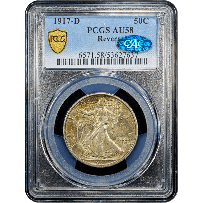 1917-D Reverse Walking Liberty Half Dollar (50c) Obverse Slab Image