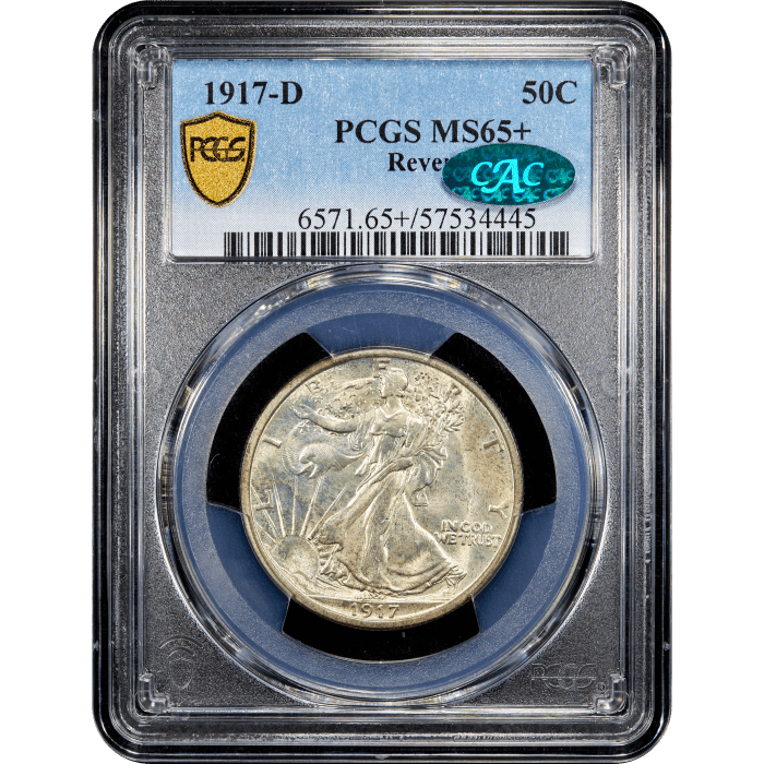 1917-D Reverse Walking Liberty Half Dollar (50c) Obverse Slab Image