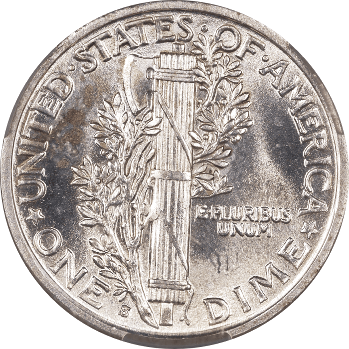 1917-S Mercury Dime (10c) REVERSE Image