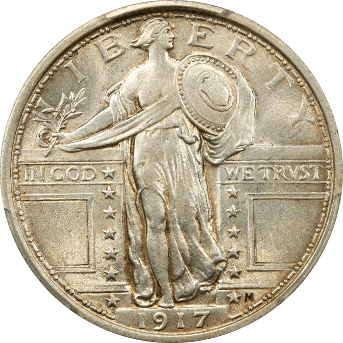 1917 Type 1 Standing Liberty Quarter (25c) Obverse Image