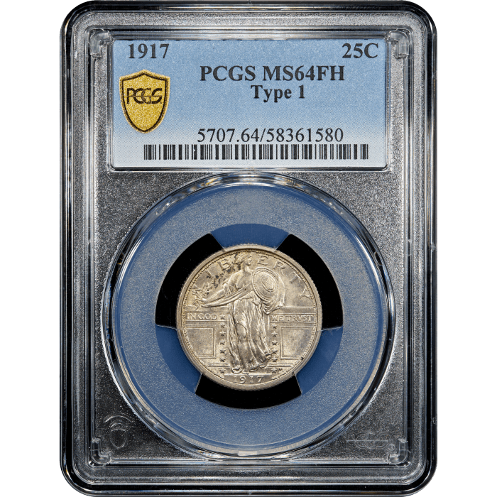 1917 Type 1 Standing Liberty Quarter (25c) SLAB Image