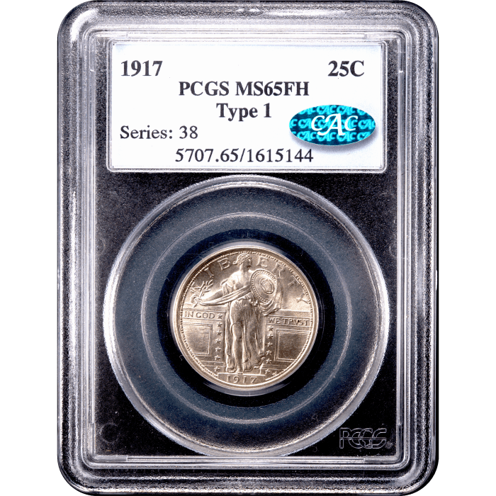 1917 Type 1 Standing Liberty Quarter (25c) Obverse Slab Image
