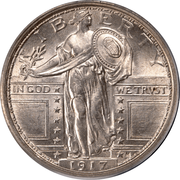 1917 Type 1 Standing Liberty Quarter (25c) Obverse Image