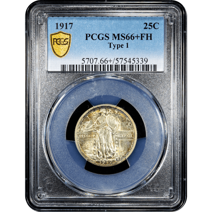 1917 Type 1 Standing Liberty Quarter (25c) Obverse Slab Image