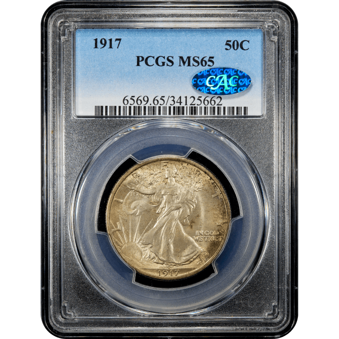 1917 Walking Liberty Half Dollar (50c) Obverse Slab Image