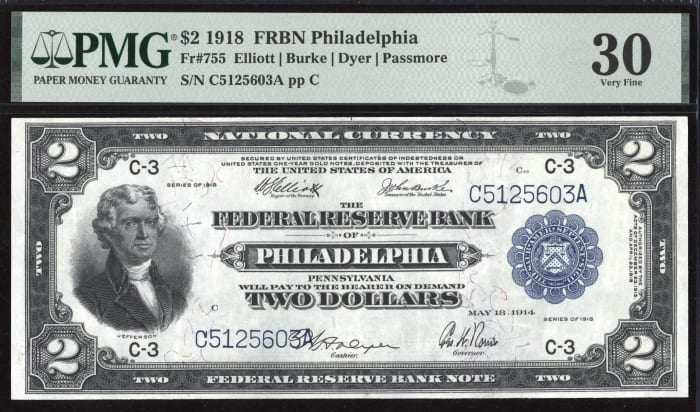 1918 $2 Battleship OBVERSE Image
