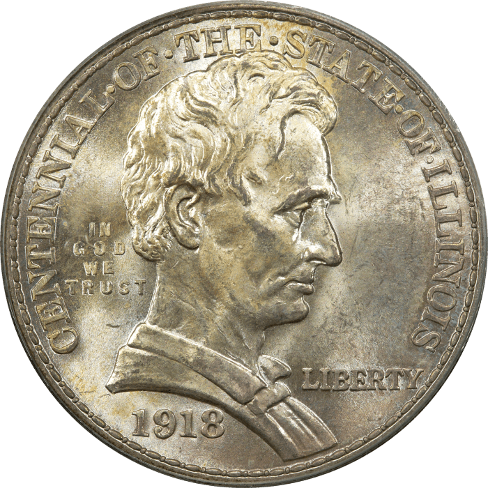 1918 Lincoln Commemorative Half Dollar (50c) OGH OBVERSE Image