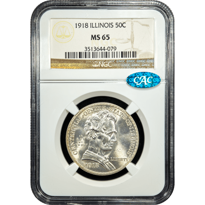 1918 Lincoln-Illinois Commem Half Dollar (50c) SLAB Image