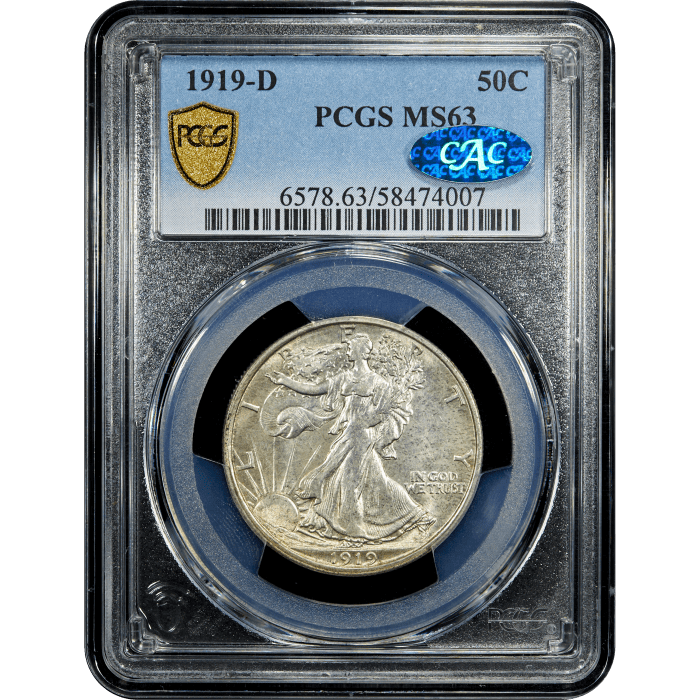 1919-D Walking Liberty Half Dollar (50c) SLAB Image