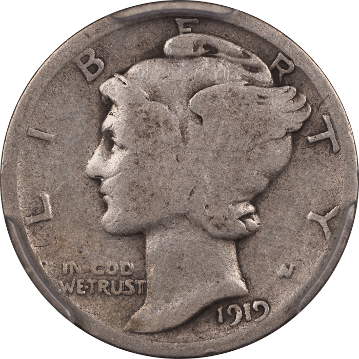 1919 Doubled Die Mercury Dime (10c) Obverse Image
