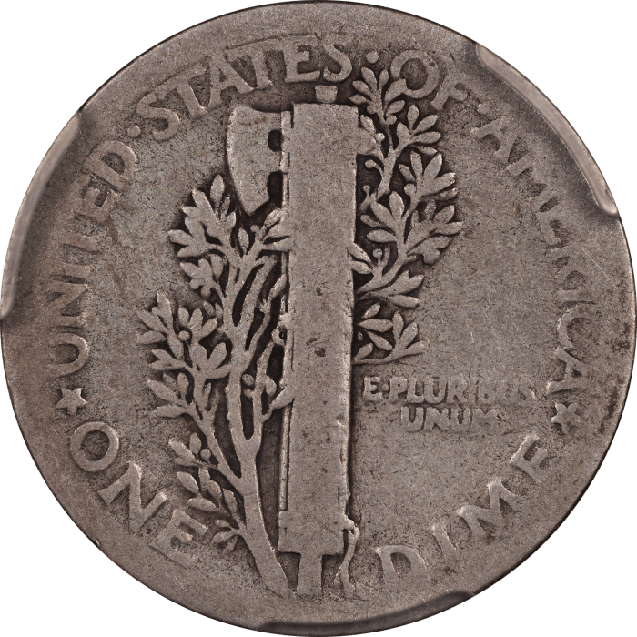 1919 Doubled Die Mercury Dime (10c) Reverse Image