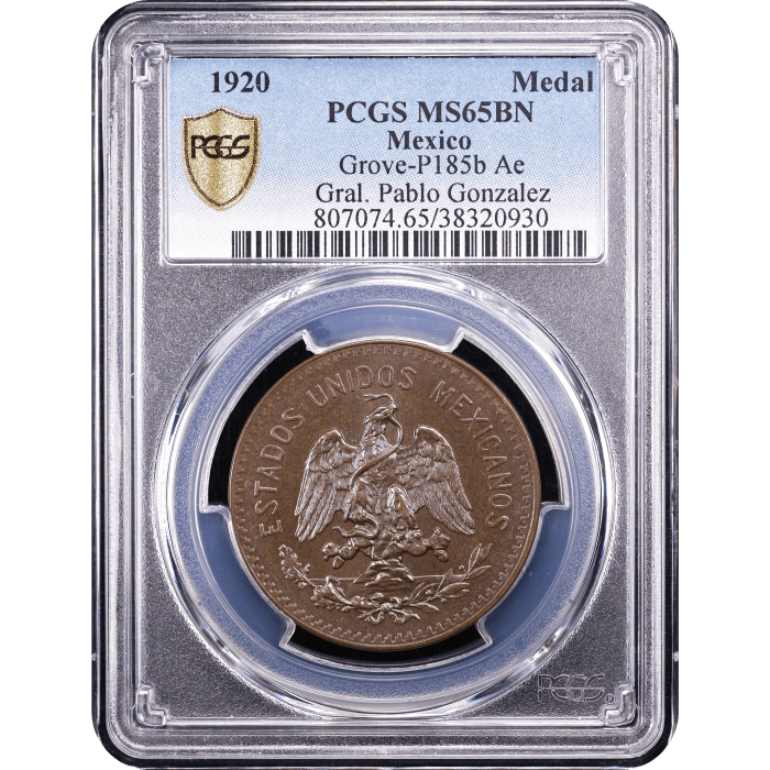 1920 Mexico Medal Grove-P185b Ae Obverse Slab Image