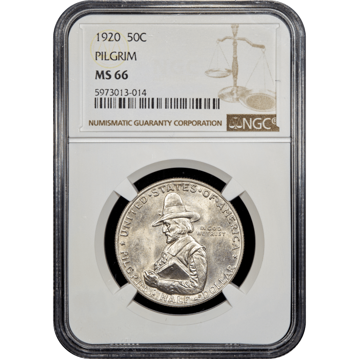 1920 Pilgrim Commemorative Half Dollar (50c) Obverse Slab Image