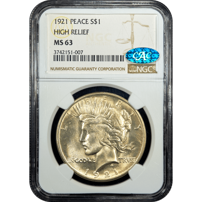 1921 High Relief Peace Dollar ($1) SLAB Image