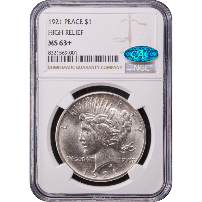 1921 High Relief Peace Dollar ($1)  Obverse Slab Image