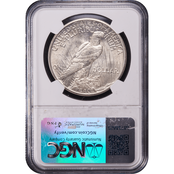 1921 High Relief Peace Dollar ($1)  Reverse Slab Image