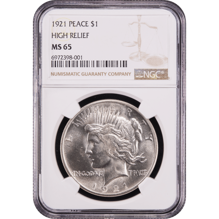 1921 High Relief Peace Dollar ($1) SLAB Image