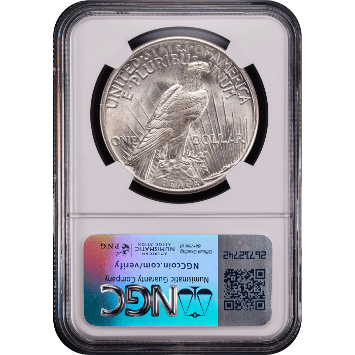 1921 High Relief Peace Dollar ($1) Reverse Slab Image
