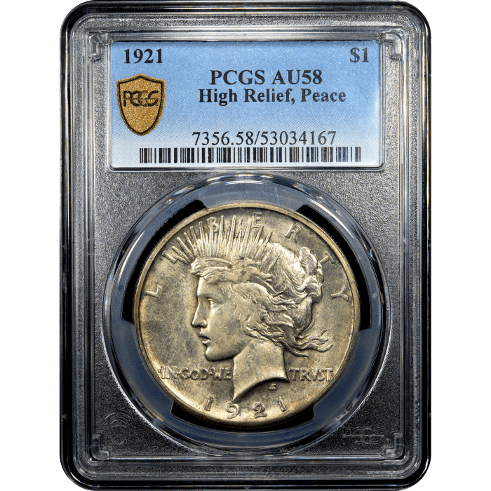 1921 High Relief Peace Dollar ($1) SLAB Image