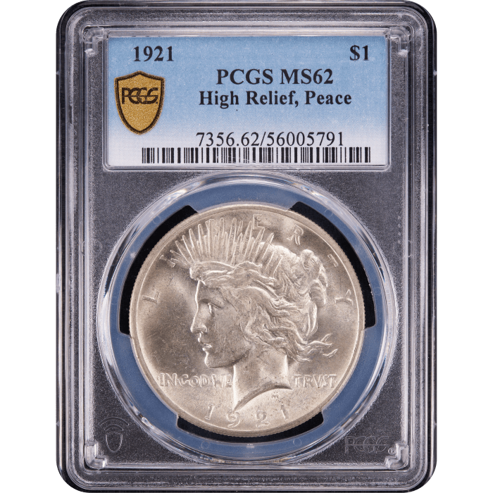 1921 High Relief Peace Dollar ($1) Obverse Slab Image