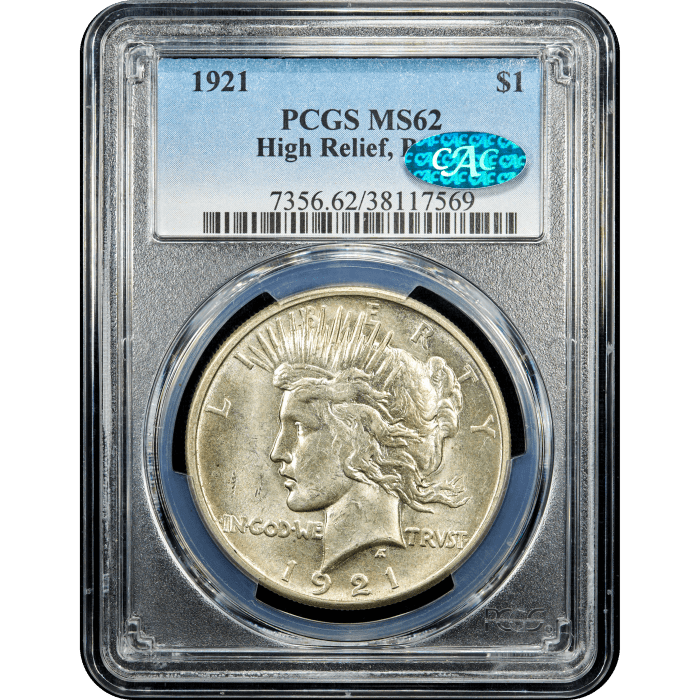 1921 High Relief Peace Dollar ($1) Obverse Slab Image