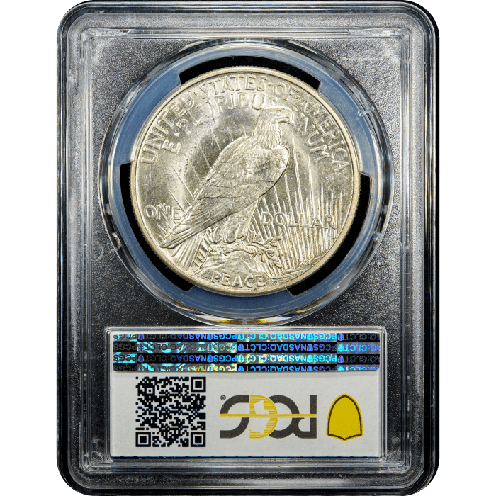 1921 High Relief Peace Dollar ($1) Reverse Slab Image