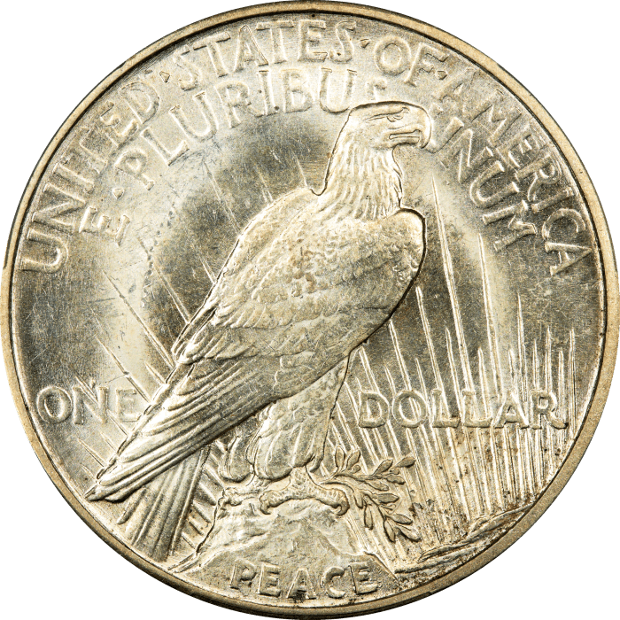 1921 High Relief Peace Dollar ($1) Reverse Image