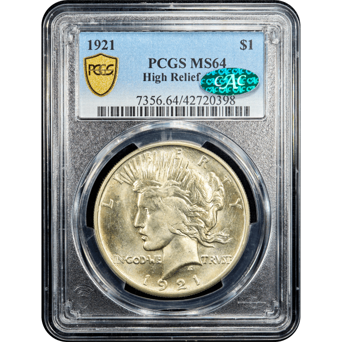 1921 High Relief Peace Dollar ($1) Obverse Slab Image