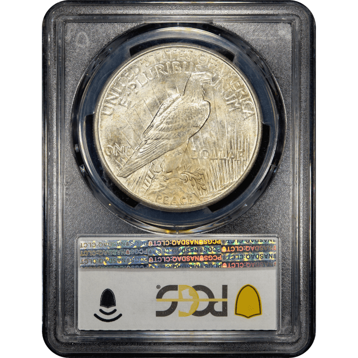 1921 High Relief Peace Dollar ($1) Reverse Slab Image